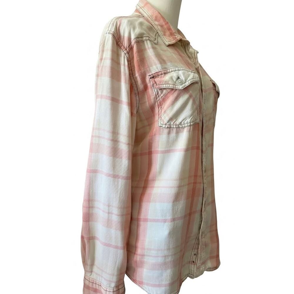 Vintage Cottagecore Upcycled Flannel Sustainable Layering Plaid Shirt Large - Picture 7 of 7